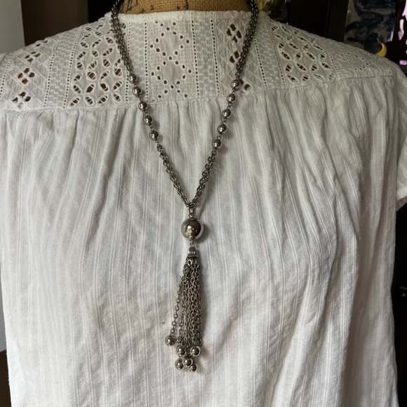 Elegant Silver Necklace with Tassel - Picture 1 of 8
